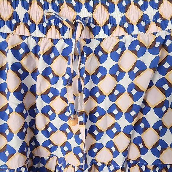 Zara floral maxi skirt cotton tiered geometric print bohemian - Picture 3 of 15